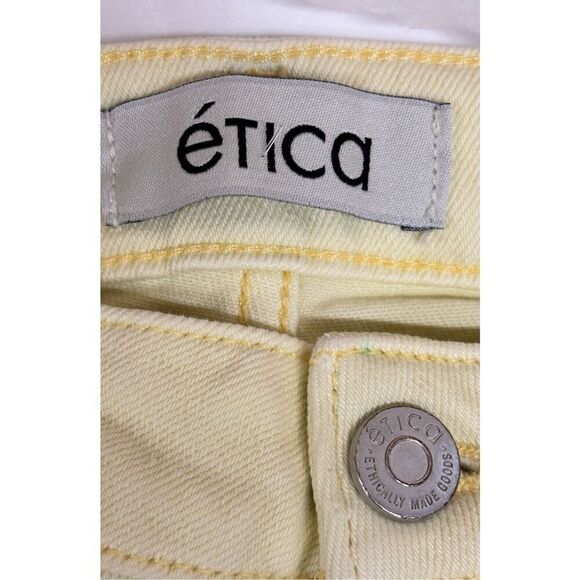 Etica Micki Flared Jean with Chewed Hem in Pale Yellow NWT Size 25 - Picture 3 of 5